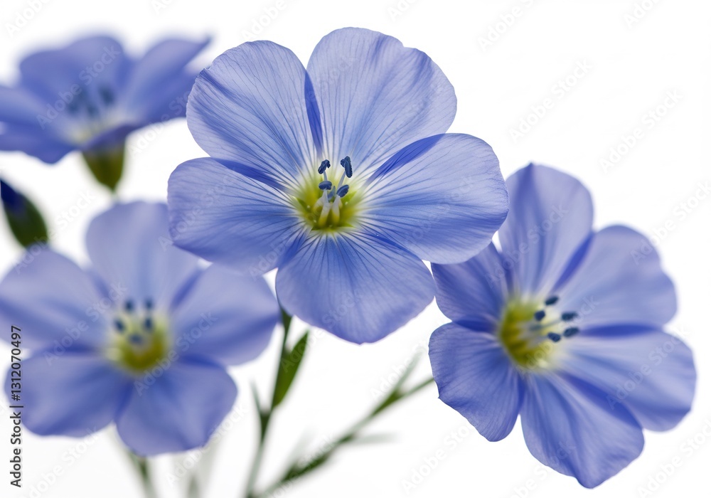 Soft Blue Flax Flowers Gently Bloom Close Up. AI Generated Soft Blue Flax Flowers Gently Bloom Close Up. AI Generated