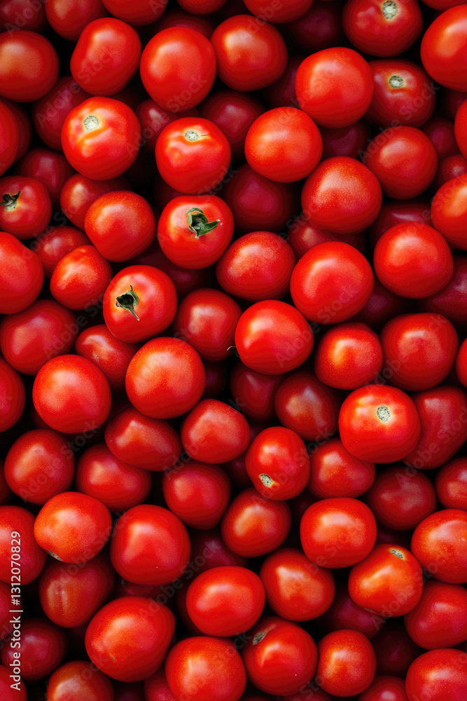 Fresh red tomatoes in a vibrant abundant harvest display Fresh red tomatoes in a vibrant abundant harvest display