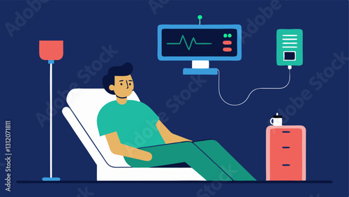 Vital Signs Monitor A patient in a reclining chair with a digital monitor beside them displaying heart rate and oxygen levels as they receive NAD+ therapy.