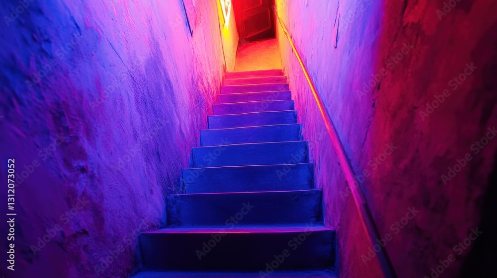 Neon Stairwell Descent Neon Stairwell Descent