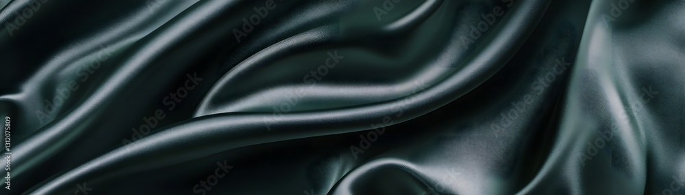 Obraz premium Dark green silky fabric with elegant folds and highlights