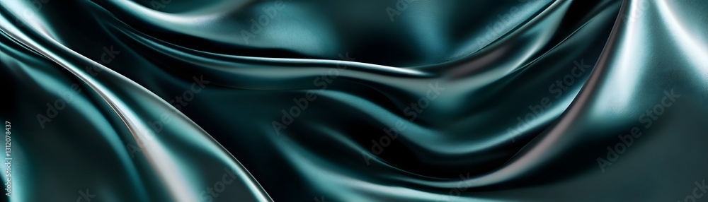 Fototapeta premium Abstract draped turquoise fabric creates fluid flowing wavy shapes