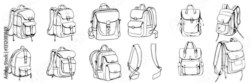 Various backpack designs featuring unique shapes and details to inspire creativity in fashion and utility