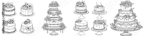Beautifully decorated wedding and occasion cakes in various designs and sizes with floral accents