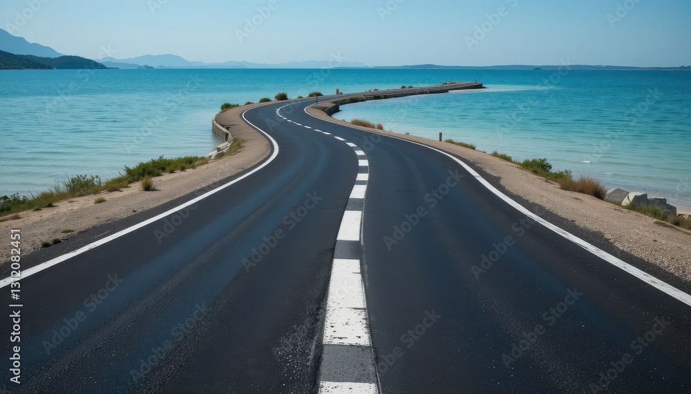 Winding coastal road seaside photography daylight aerial view scenic journey Winding coastal road seaside photography daylight aerial view scenic journey