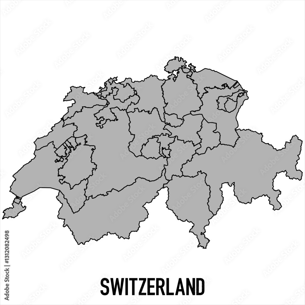 Obraz premium Switzerland map in grey style isolated on white background. Vector illustration.