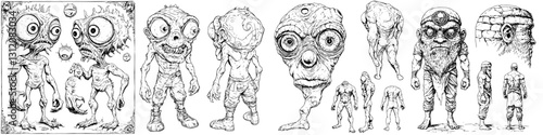 Unique collection of monstrous characters showcasing diverse designs and characteristics in a creative art style