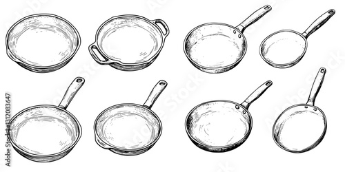 Various types of kitchen cookware displayed on a white background for culinary enthusiasts and chefs