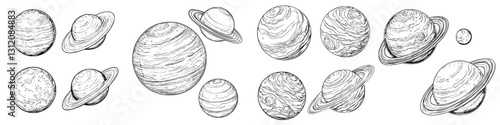 Illustration of various planets in our solar system showcasing distinct features and characteristics