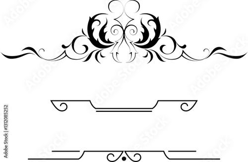 black and white set of delimiters for text, dividers