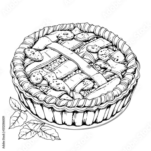 Delicious homemade pie topped with a golden crust and decorative pastry, ideal for fall gatherings and family dinners