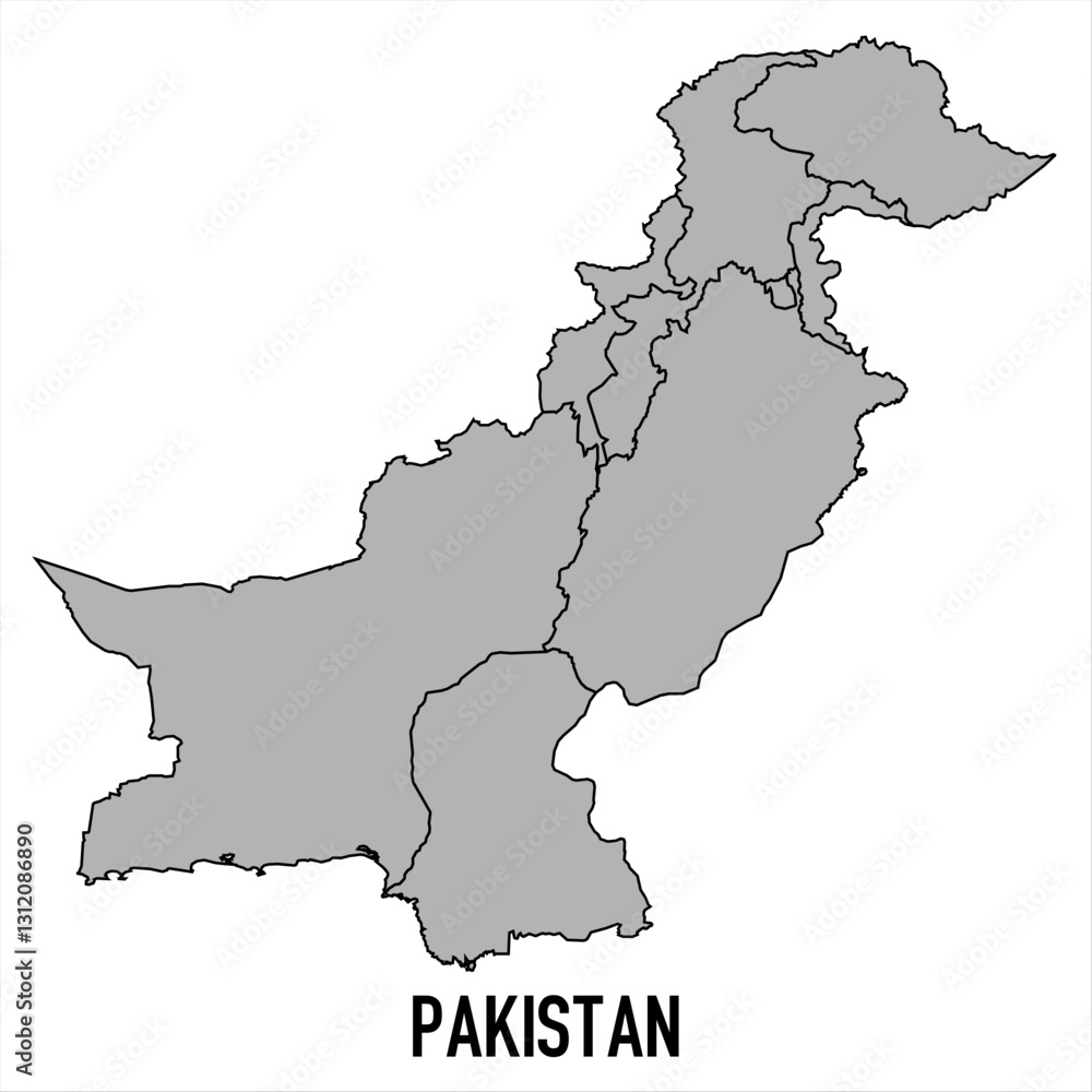 Pakistan map in grey style isolated on white background. Vector illustration. Pakistan map in grey style isolated on white background. Vector illustration.