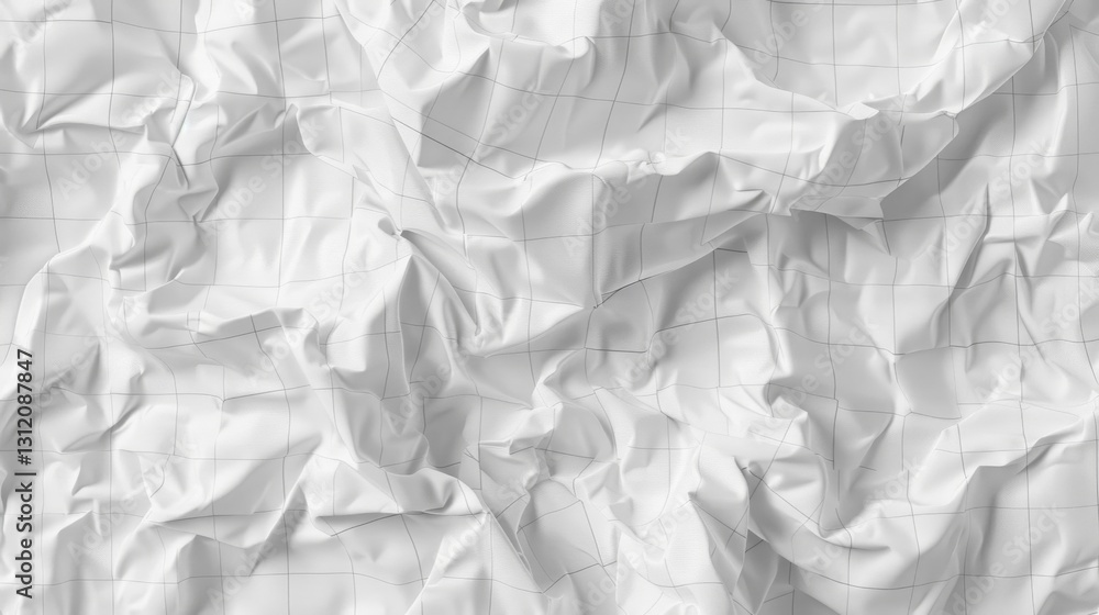 a hyper-realistic image of crumpled white paper with a subtle grid design a hyper-realistic image of crumpled white paper with a subtle grid design