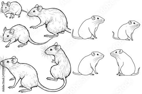 This ‘Mice line art 04’ illustration is ideal for incorporation into a symbol, logo, web icon, mascot, sign, or other design elements
