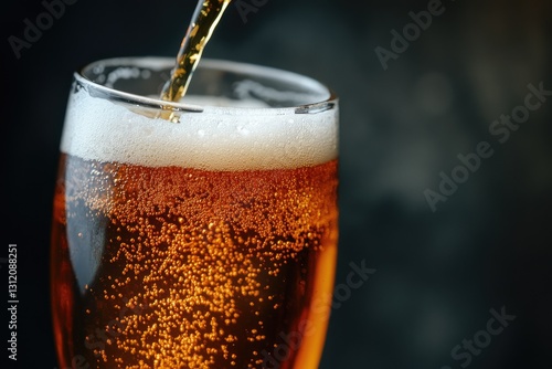 Wallpaper Mural A close-up of golden beer being poured into a glass, highlighting bubbles and foam against a dark background. Ideal for brewery, bar, and beverage marketing themes Torontodigital.ca