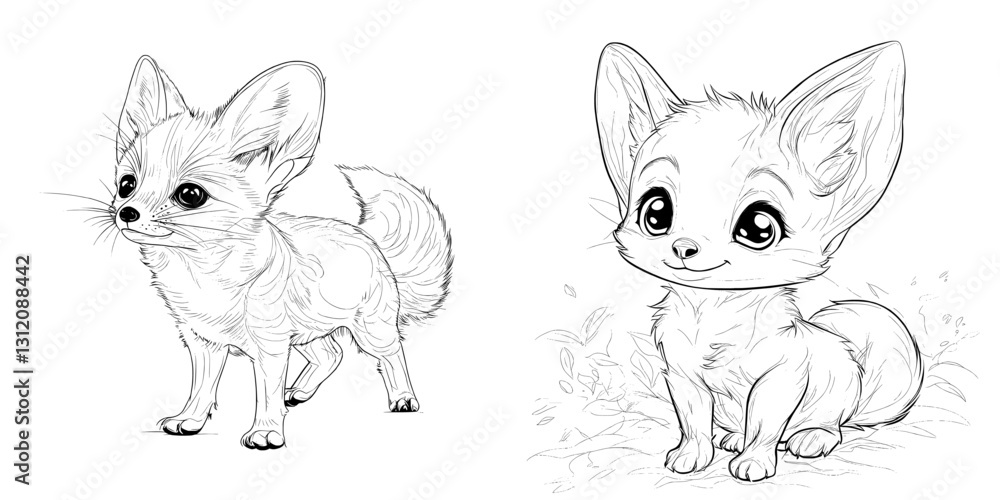 A fox rendered in line art is a key element of this modern design, which also includes an outline illustration A fox rendered in line art is a key element of this modern design, which also includes an outline illustration