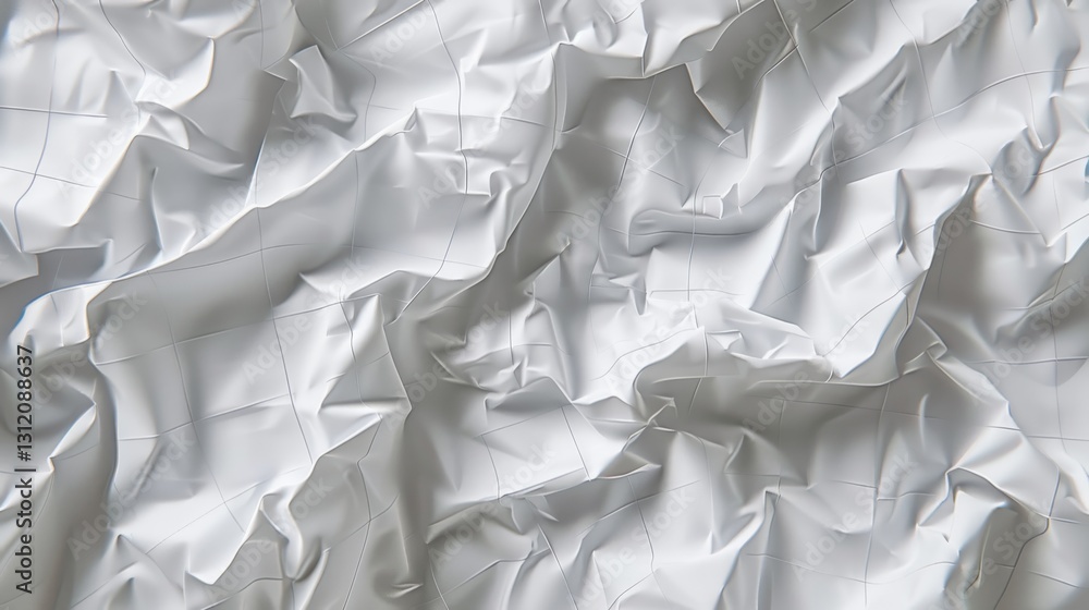 a hyper-realistic image of crumpled white paper with faint grid lines a hyper-realistic image of crumpled white paper with faint grid lines