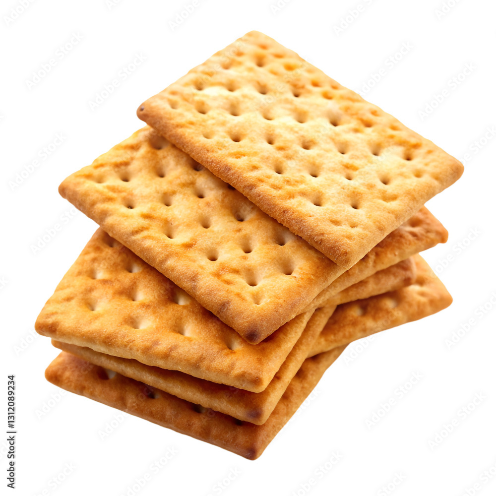 Pile of crispy crackers isolated on transparent background Pile of crispy crackers isolated on transparent background