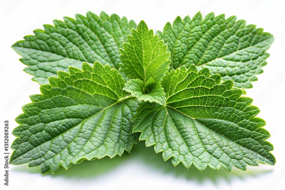Close-Up of Fresh Catnip Leaves with Serrated Edges Close-Up of Fresh Catnip Leaves with Serrated Edges