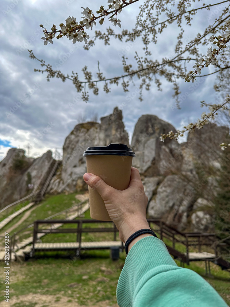 Coffee in Nature: A Scenic Mountain View