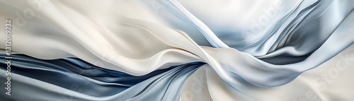 Panel kuchenny z motywem Elegant blue and white satin fabrics gracefully swirling together