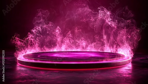 Wallpaper Mural Pink smoke, glowing stage, dark studio Torontodigital.ca