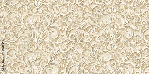 Elegant cream-colored seamless pattern with intricate swirling shapes, evoking a sense of luxury and refinement , swirls, luxurious texture
