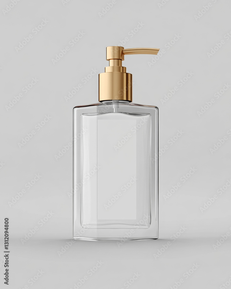 Fototapeta premium Luxury Glass Bottle Mockup with Pump Dispenser 