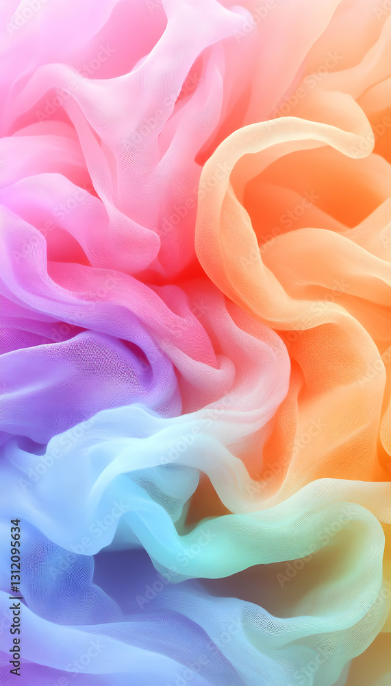Obraz premium Abstract background of vibrant, colorful fabric draped in soft, flowing waves