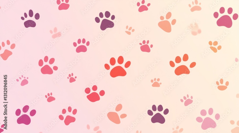 pattern of dog and cat footprints, iridescent background generative ai pattern of dog and cat footprints, iridescent background generative ai