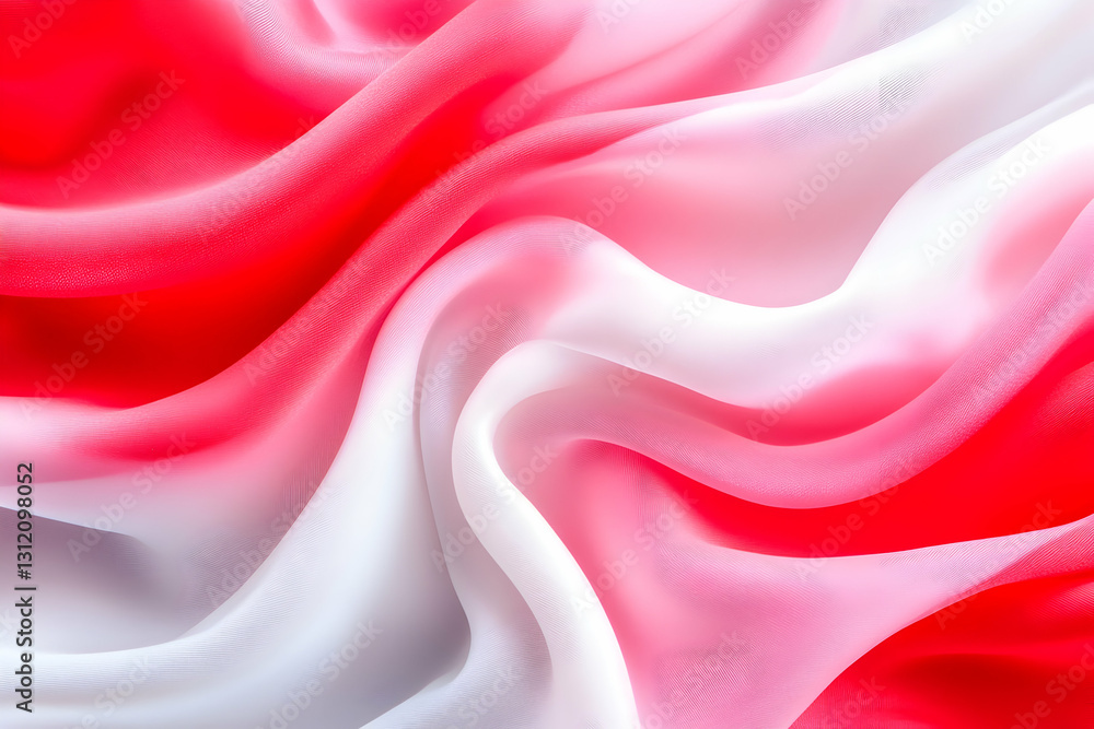 Obraz premium Abstract flowing fabric, waves of blended red and white colors