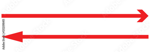 Set of long arrow vector, icon. Double arrow icon. Red horizontal double side arrow. Double arrow icon set. Long arrows left and right in flat style. Vector illustrator