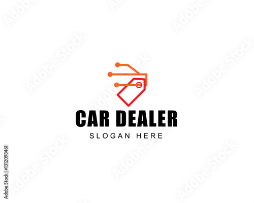 Automobile buying service logo design. Car dealership vector design. Automotive silhouette with price tag logotype