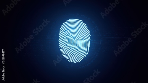 Wallpaper Mural Futuristic Blue Glowing Digital Fingerprint Design in Dark Background Torontodigital.ca