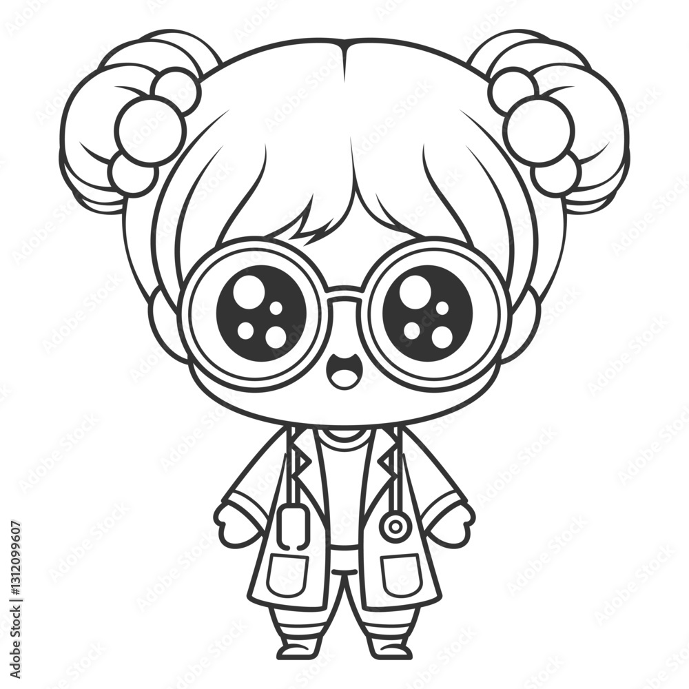 Fototapeta premium Girl becomes a doctor, for coloring