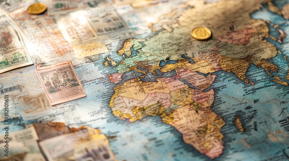 Naklejka premium Global trade war overview worldwide news article economic landscape high angle perspective trade dynamics