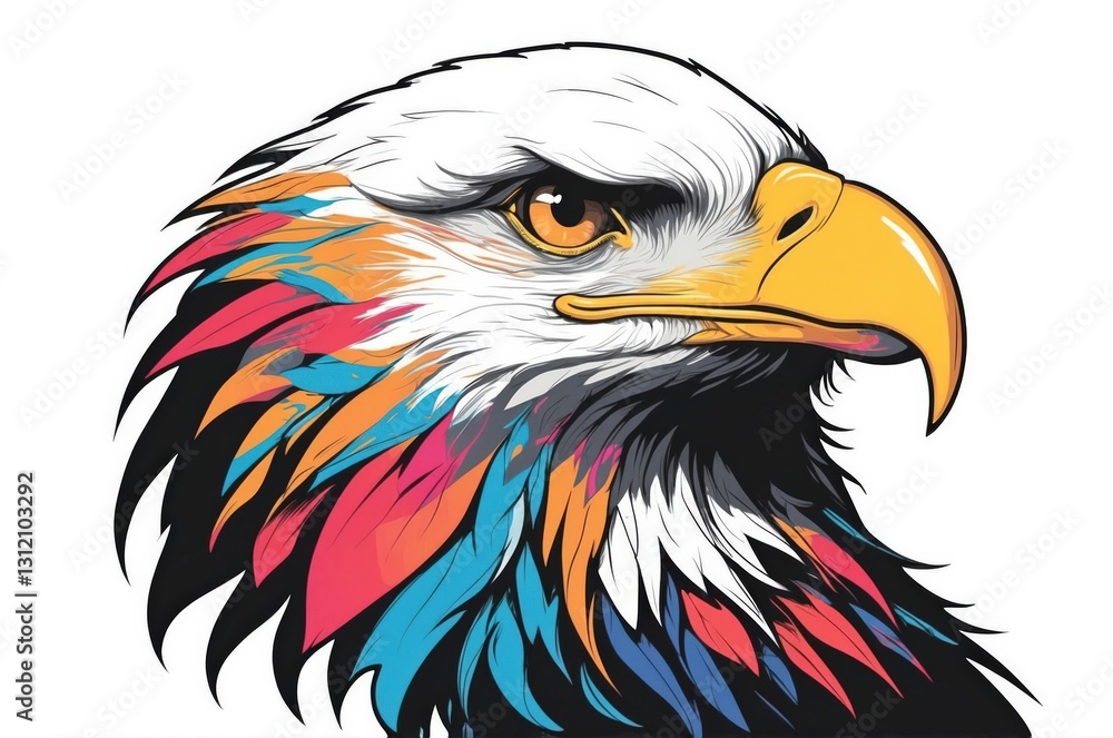 Fototapeta premium Eagle with vibrant colors and intricate detailing showcases majestic beauty and grace