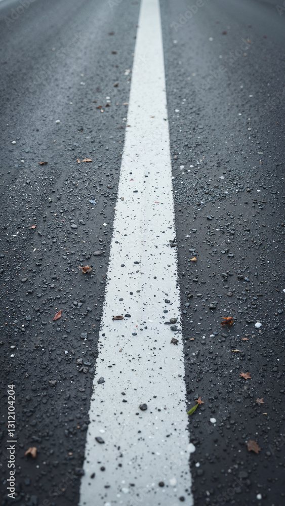 Crisp White Dotted Line on Textured City Asphalt Road - Ideal for Urban Planning, Traffic Safety Campaigns, and Transportation Advertising Crisp White Dotted Line on Textured City Asphalt Road - Ideal for Urban Planning, Traffic Safety Campaigns, and Transportation Advertising