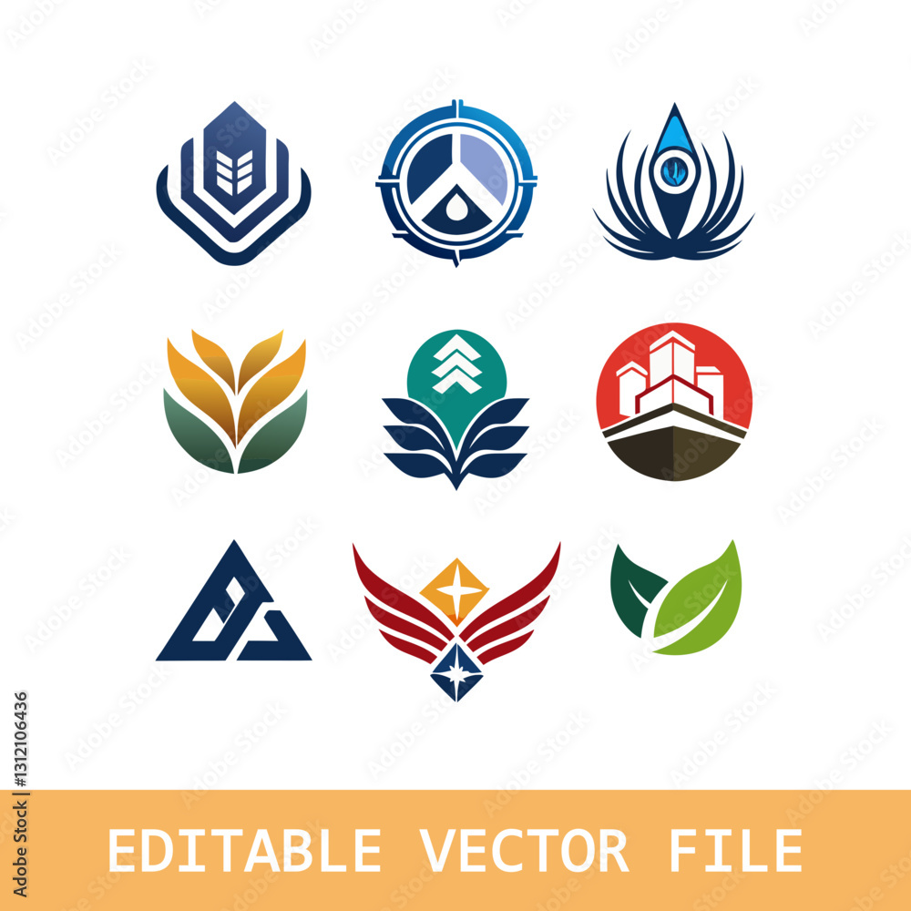 Logo set, creative, technology, biotechnology, tech icons concept design. Colorful abstract logos of creativity, community, ideas and support Logo set, creative, technology, biotechnology, tech icons concept design. Colorful abstract logos of creativity, community, ideas and support
