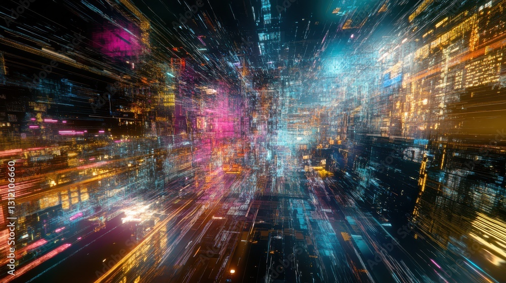 Futuristic Abstract Image with Digital Glitch Effects and RGB Color Separation Futuristic Abstract Image with Digital Glitch Effects and RGB Color Separation