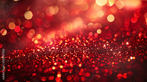 Christmas xmas background red abstract valentine, Red glitter bokeh vintage lights: An abstract and glittery red background with vintage-style bokeh lights, creating a festive and romantic 