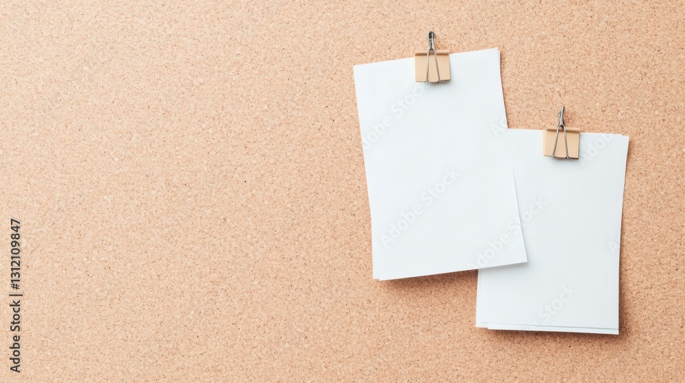 Notes and reminders pinned on a cork board in a well-lit workspace during a bright morning Notes and reminders pinned on a cork board in a well-lit workspace during a bright morning