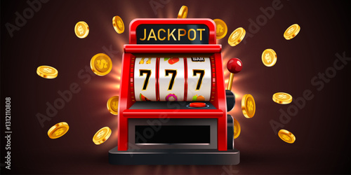 Slot machine wins the jackpot. 777 Big win concept. Casino jackpot.