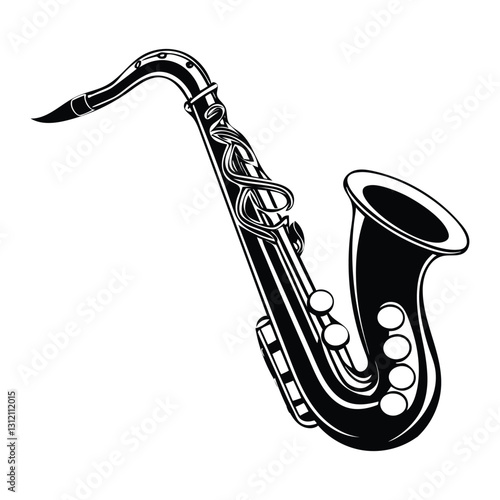 Smooth Jazz Saxophone Vector Silhouette Elegant Music Clipart