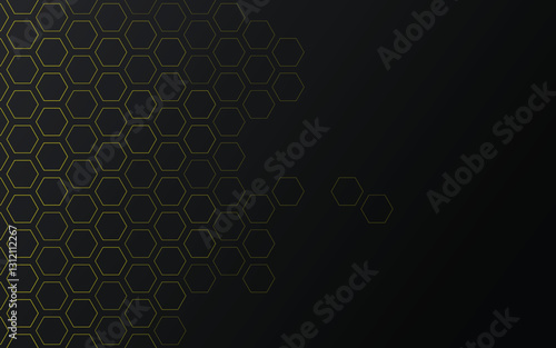 abstract black background with yellow hexagons