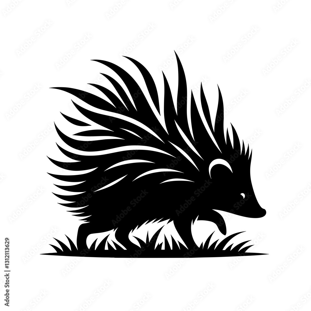 Obraz premium Vector illustration of a hedgehog silhouette