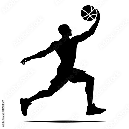 Vector illustration of a basketball player dunking
