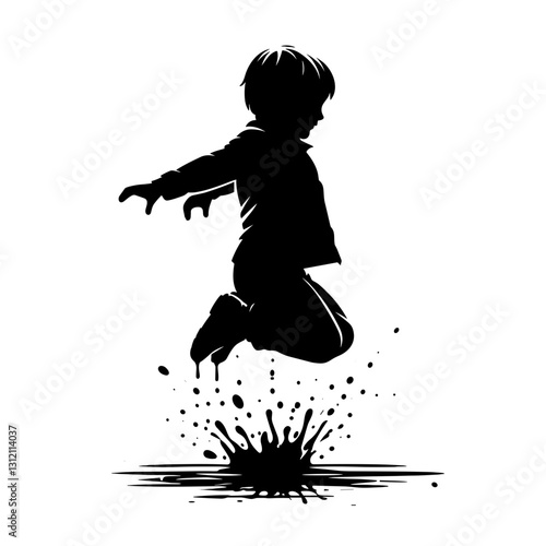 Vector illustration of a child joyfully splashing in water