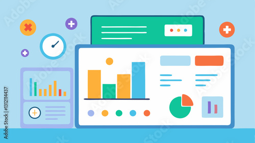 UserFriendly Dashboard A digital dashboard interface displaying colorful graphs and charts that represent a patients vital signs medication schedule and appointment reminders in a