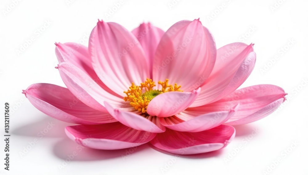 Delicate flower petals unfolding on white background, isolated, botanical Delicate flower petals unfolding on white background, isolated, botanical